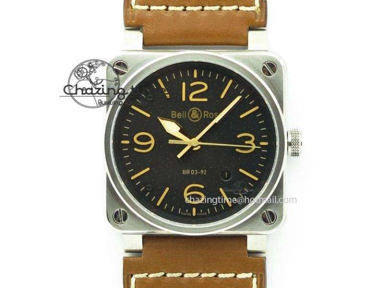 Practical BR 03-92 Golden Heritage SS ZF 1:1 Best Edition On Brown Leather Strap MIYOTA 5244