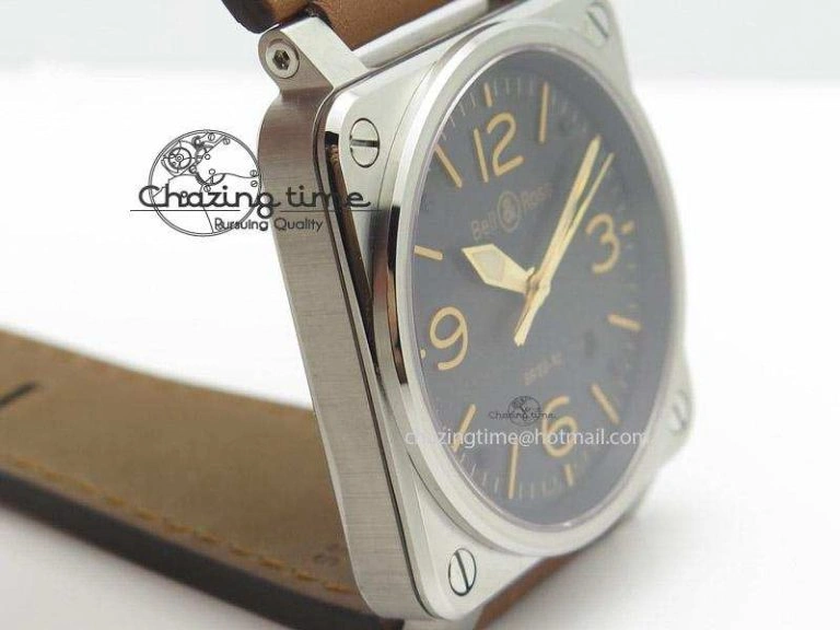 Practical BR 03-92 Golden Heritage SS ZF 1:1 Best Edition On Brown Leather Strap MIYOTA 5244