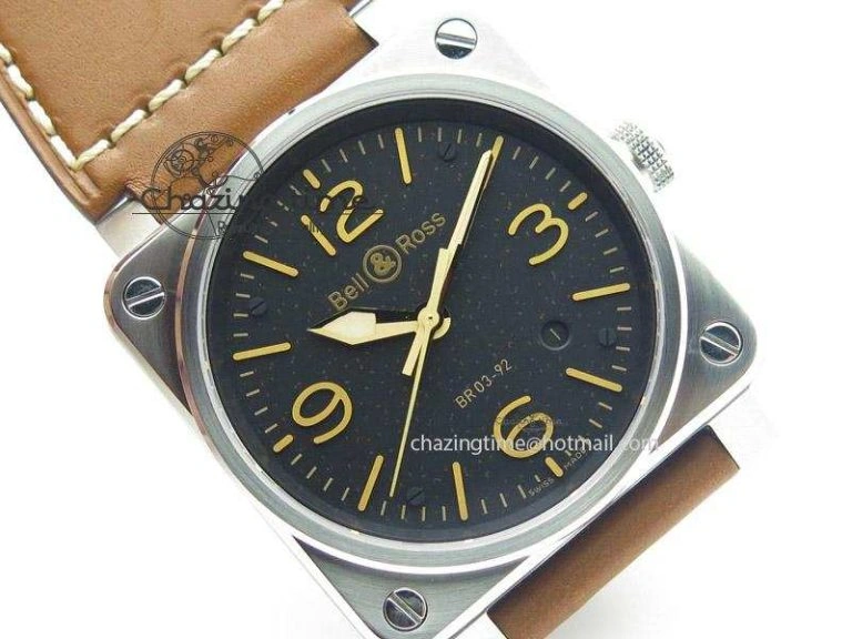 Practical BR 03-92 Golden Heritage SS ZF 1:1 Best Edition On Brown Leather Strap MIYOTA 5244