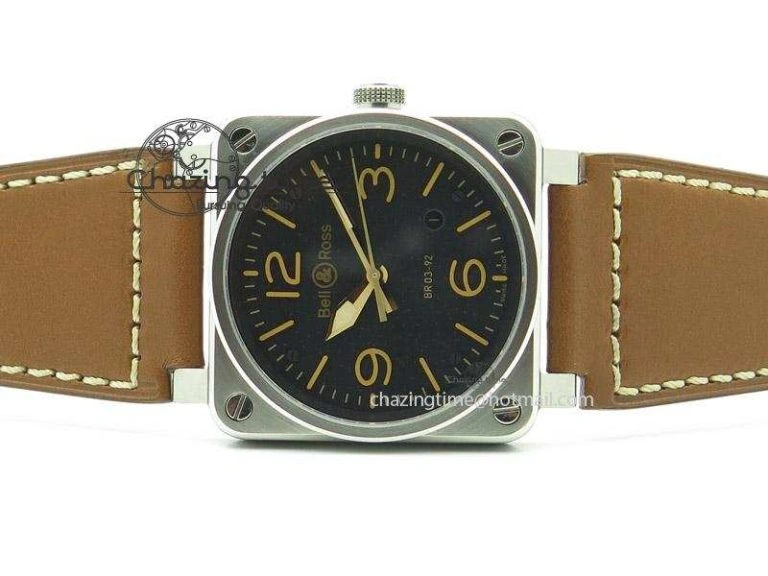 Practical BR 03-92 Golden Heritage SS ZF 1:1 Best Edition On Brown Leather Strap MIYOTA 5244