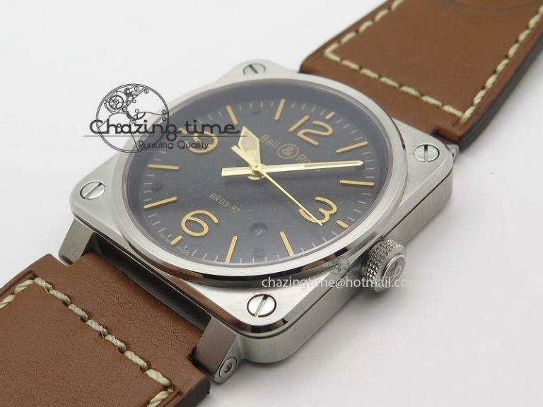 Practical BR 03-92 Golden Heritage SS ZF 1:1 Best Edition On Brown Leather Strap MIYOTA 5244