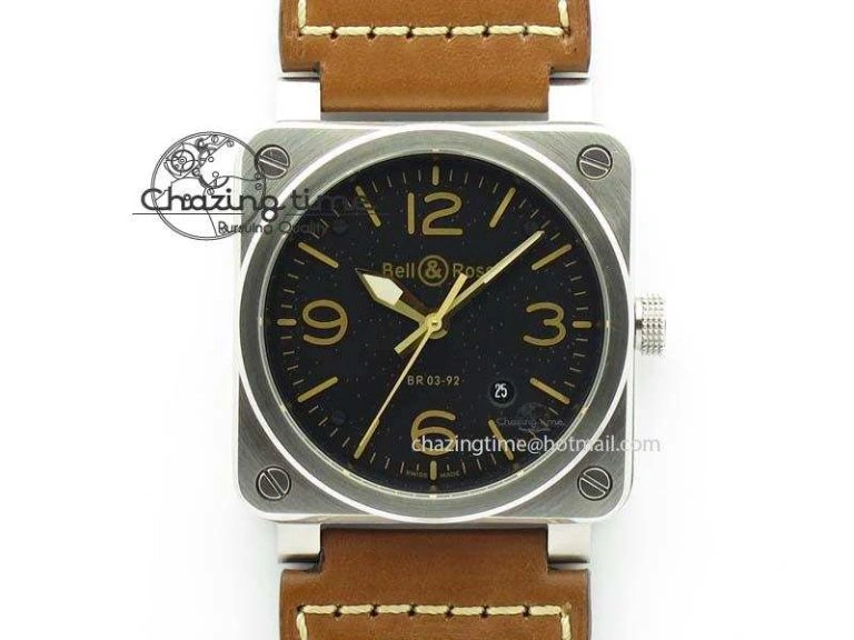 Practical BR 03-92 Golden Heritage SS ZF 1:1 Best Edition On Brown Leather Strap MIYOTA 5244