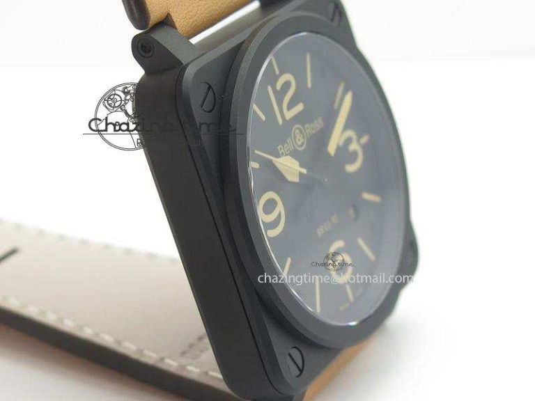 Breathable BR 03-92 Heritage PVD Black Dial On Brown Leather Strap MIYOTA 9015 V 5242