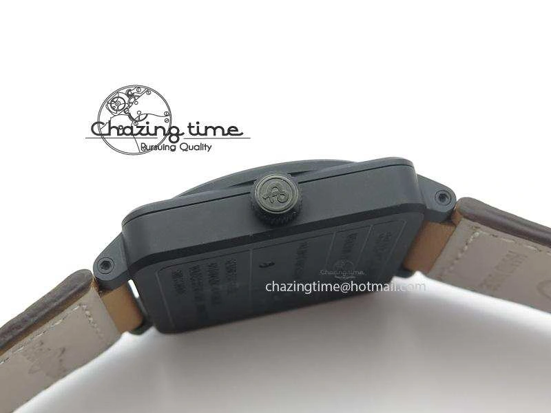 Breathable BR 03-92 Heritage PVD Black Dial On Brown Leather Strap MIYOTA 9015 V 5242