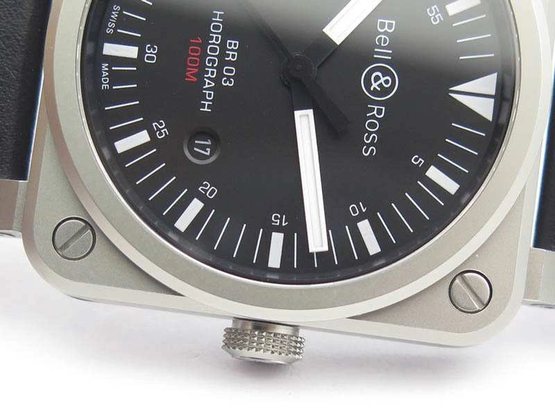 BR 03-92 Horograph Satin-Polished Steel Black Dial On Leather Strap MIYOTA 9015 (Free Nylon Strap) FlexibleFit 5219
