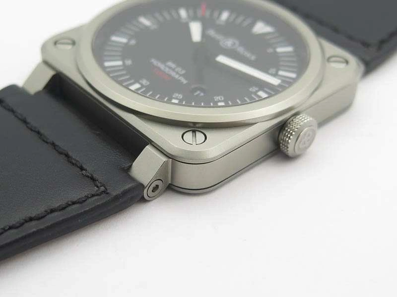 BR 03-92 Horograph Satin-Polished Steel Black Dial On Leather Strap MIYOTA 9015 (Free Nylon Strap) FlexibleFit 5219