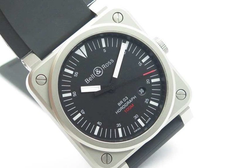 BR 03-92 Horograph Satin-polished Steel Black Dial On Rubber Strap MIYOTA 9015 (Free Nylon Strap) Durable 5210