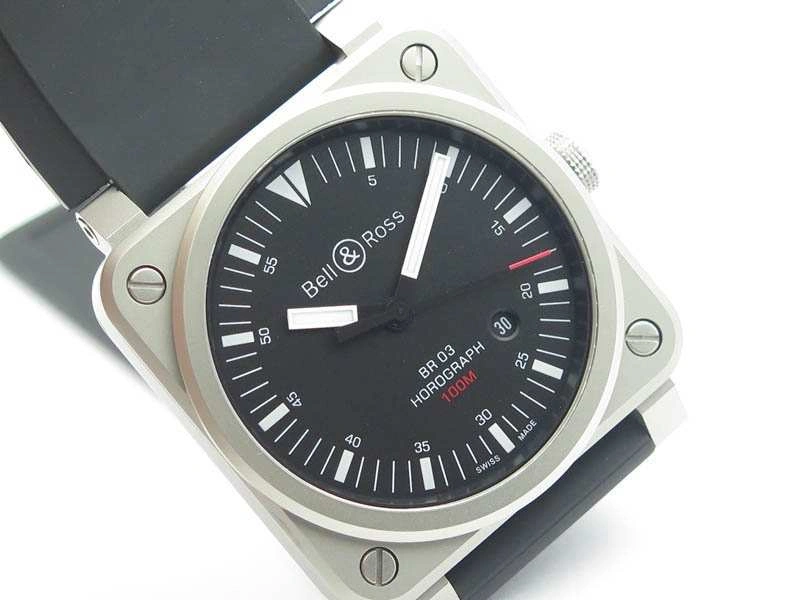 BR 03-92 Horograph Satin-polished Steel Black Dial On Rubber Strap MIYOTA 9015 (Free Nylon Strap) Durable 5210