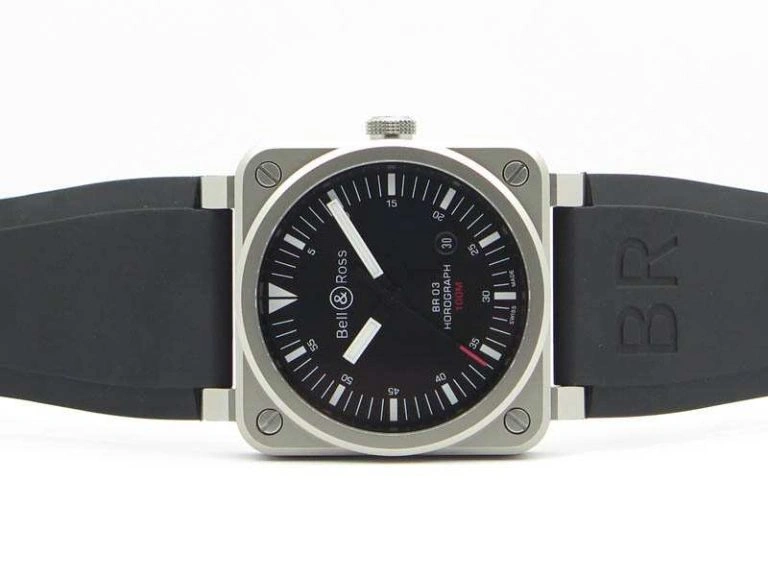 BR 03-92 Horograph Satin-polished Steel Black Dial On Rubber Strap MIYOTA 9015 (Free Nylon Strap) Durable 5210