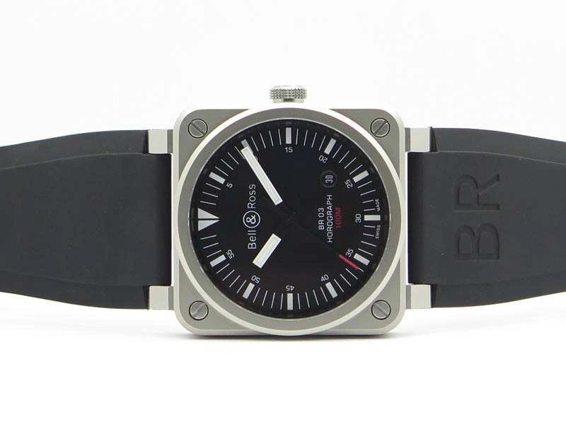 BR 03-92 Horograph Satin-polished Steel Black Dial On Rubber Strap MIYOTA 9015 (Free Nylon Strap) Durable 5210