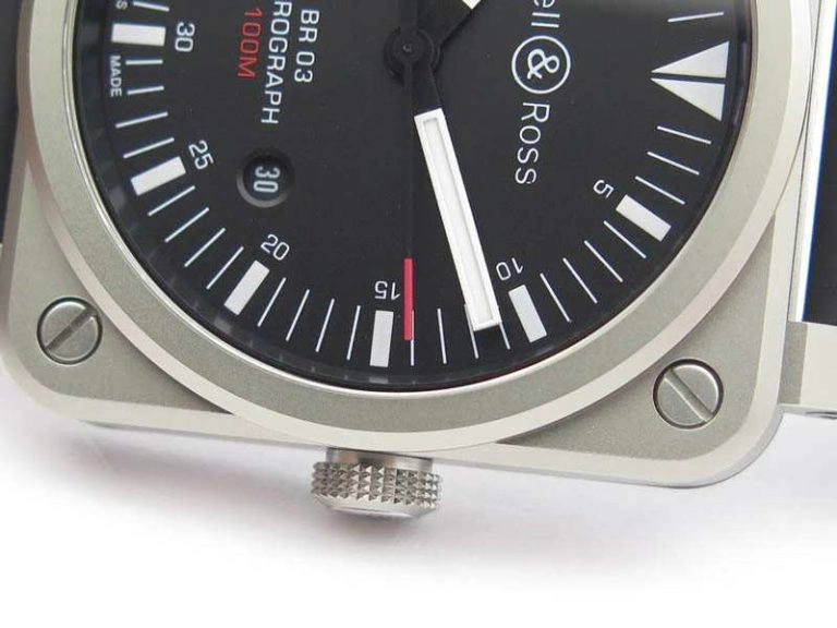 BR 03-92 Horograph Satin-polished Steel Black Dial On Rubber Strap MIYOTA 9015 (Free Nylon Strap) Durable 5210