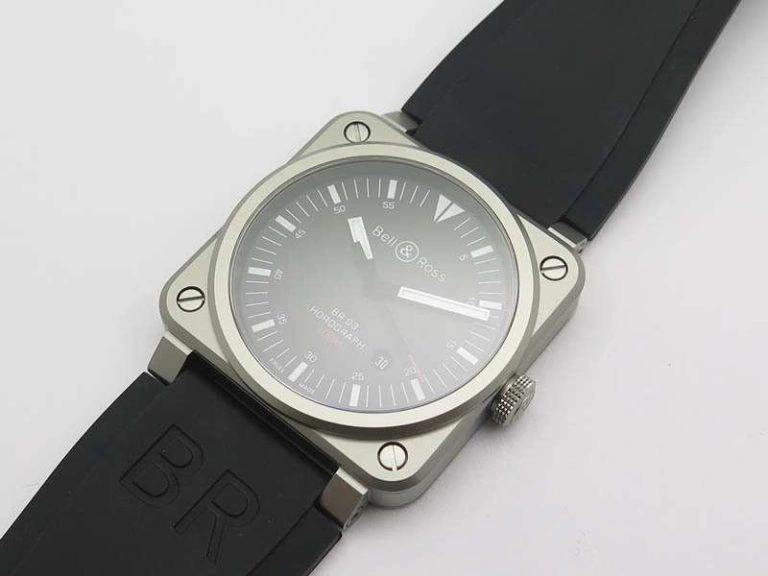 BR 03-92 Horograph Satin-polished Steel Black Dial On Rubber Strap MIYOTA 9015 (Free Nylon Strap) Durable 5210