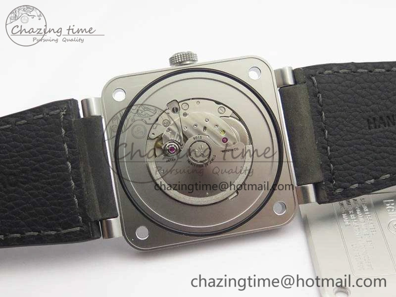BR 03-92 Horolum Satin Polished Steel Gray Dial On Leather Strap MIYOTA 9015 (Free Nylon Strap) V FreshLook 5203