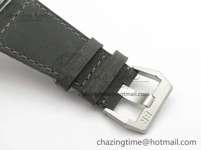 BR 03-92 Horolum Satin Polished Steel Gray Dial On Leather Strap MIYOTA 9015 (Free Nylon Strap) V FreshLook 5203