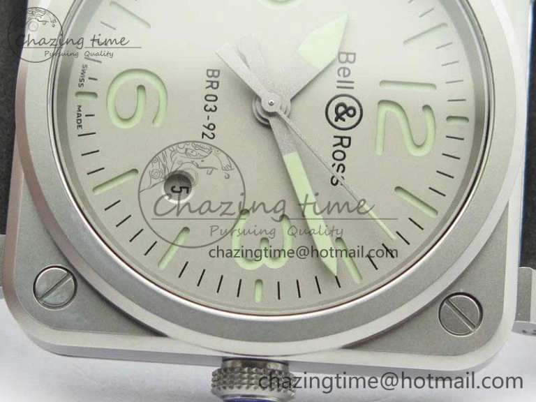 BR 03-92 Horolum Satin Polished Steel Gray Dial On Leather Strap MIYOTA 9015 (Free Nylon Strap) V FreshLook 5203