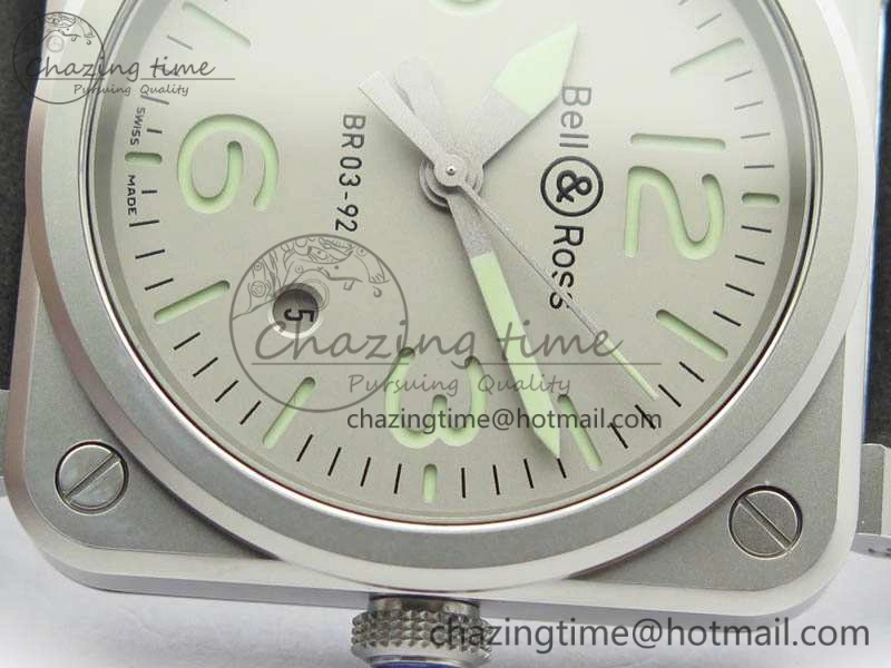 BR 03-92 Horolum Satin Polished Steel Gray Dial On Leather Strap MIYOTA 9015 (Free Nylon Strap) V FreshLook 5203