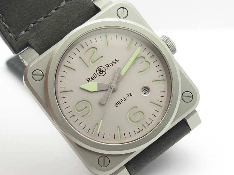 SunProtective BR 03-92 Horolum Satin-Polished Steel Gray Dial On Leather Strap MIYOTA 9015 (Free Nylon Strap) 5209