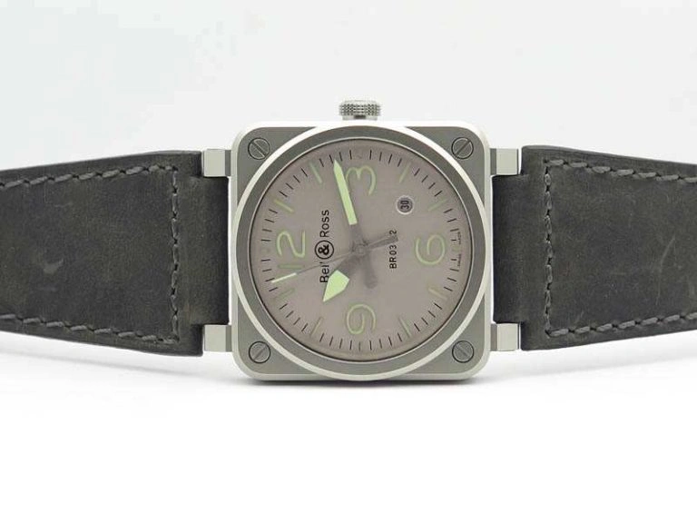 SunProtective BR 03-92 Horolum Satin-Polished Steel Gray Dial On Leather Strap MIYOTA 9015 (Free Nylon Strap) 5209