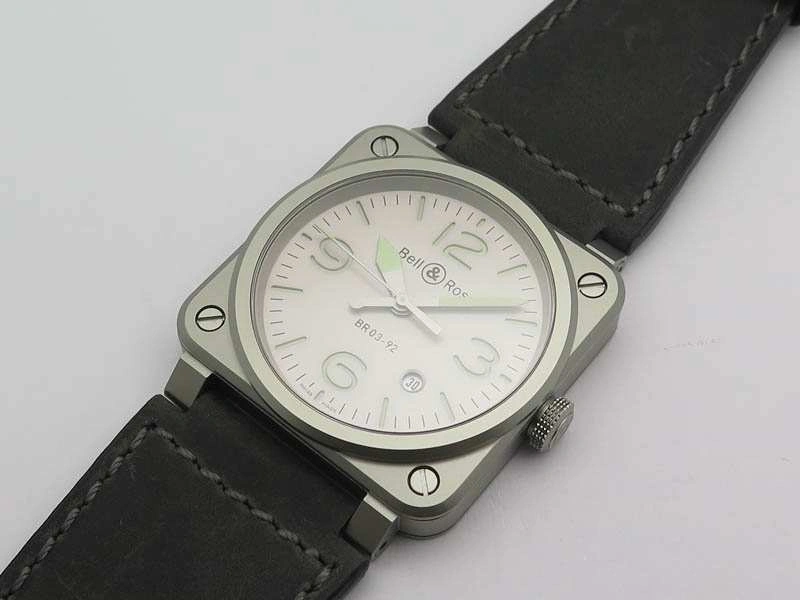 SunProtective BR 03-92 Horolum Satin-Polished Steel Gray Dial On Leather Strap MIYOTA 9015 (Free Nylon Strap) 5209