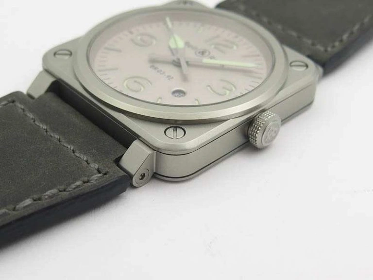 SunProtective BR 03-92 Horolum Satin-Polished Steel Gray Dial On Leather Strap MIYOTA 9015 (Free Nylon Strap) 5209