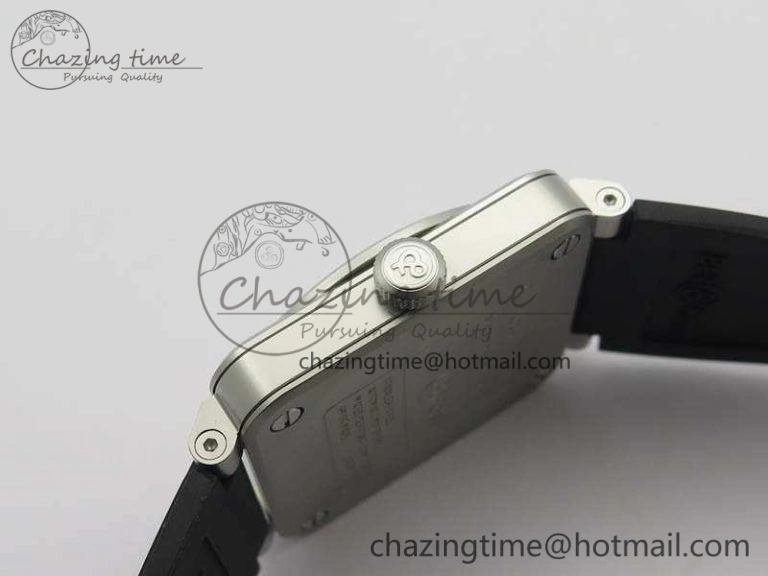 FlexibleFit BR 03-92 Horolum Satin Polished Steel Gray Dial On Rubber Strap MIYOTA 9015 (Free Nylon Strap) V 5202