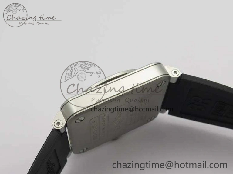 FlexibleFit BR 03-92 Horolum Satin Polished Steel Gray Dial On Rubber Strap MIYOTA 9015 (Free Nylon Strap) V 5202