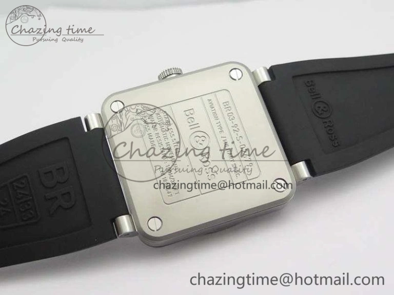 FlexibleFit BR 03-92 Horolum Satin Polished Steel Gray Dial On Rubber Strap MIYOTA 9015 (Free Nylon Strap) V 5202