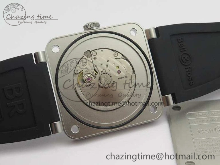 FlexibleFit BR 03-92 Horolum Satin Polished Steel Gray Dial On Rubber Strap MIYOTA 9015 (Free Nylon Strap) V 5202