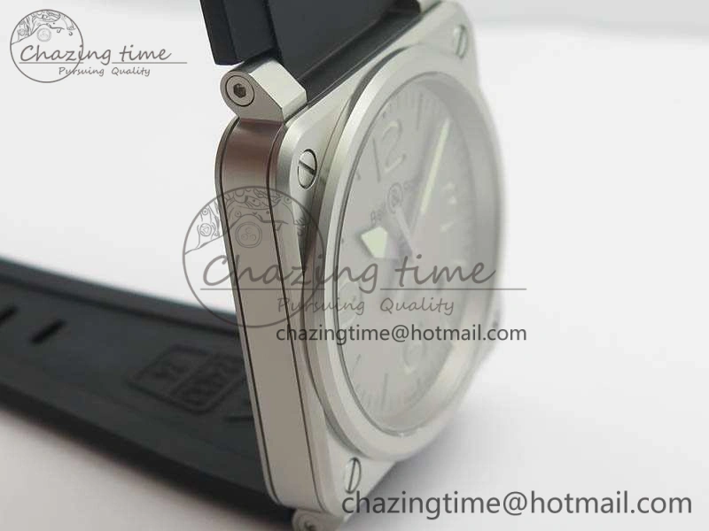FlexibleFit BR 03-92 Horolum Satin Polished Steel Gray Dial On Rubber Strap MIYOTA 9015 (Free Nylon Strap) V 5202