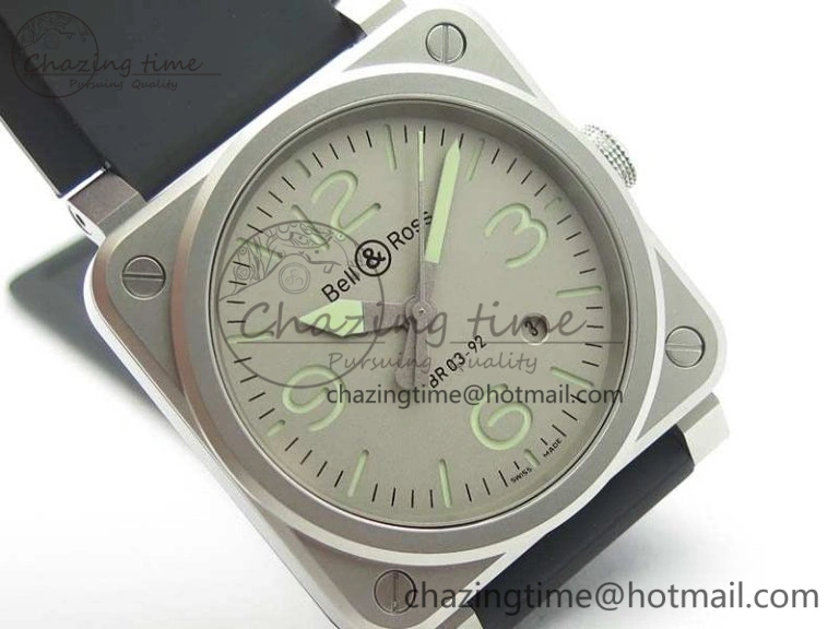 FlexibleFit BR 03-92 Horolum Satin Polished Steel Gray Dial On Rubber Strap MIYOTA 9015 (Free Nylon Strap) V 5202