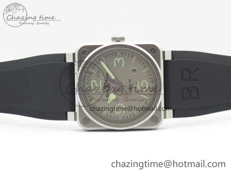 FlexibleFit BR 03-92 Horolum Satin Polished Steel Gray Dial On Rubber Strap MIYOTA 9015 (Free Nylon Strap) V 5202