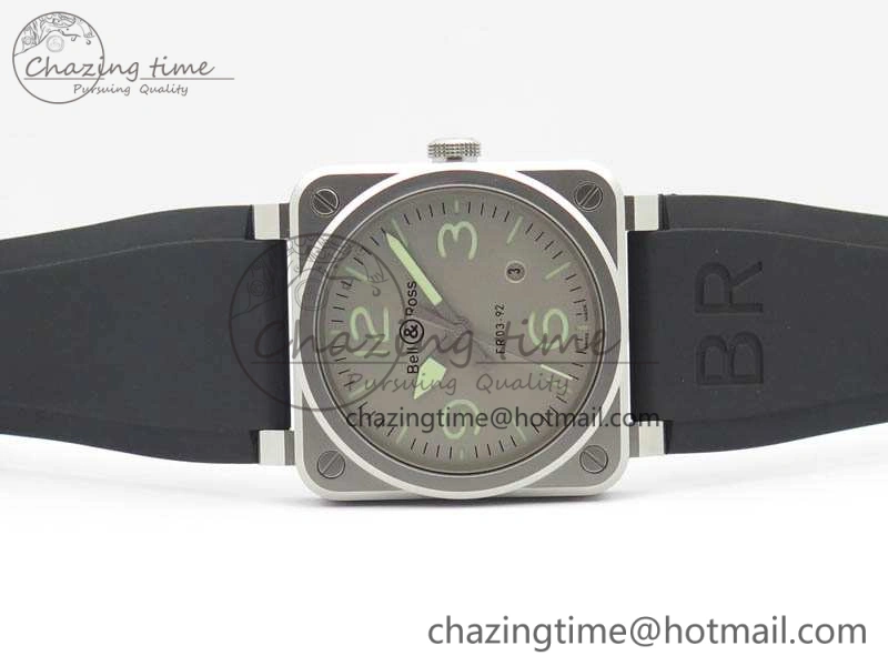 FlexibleFit BR 03-92 Horolum Satin Polished Steel Gray Dial On Rubber Strap MIYOTA 9015 (Free Nylon Strap) V 5202