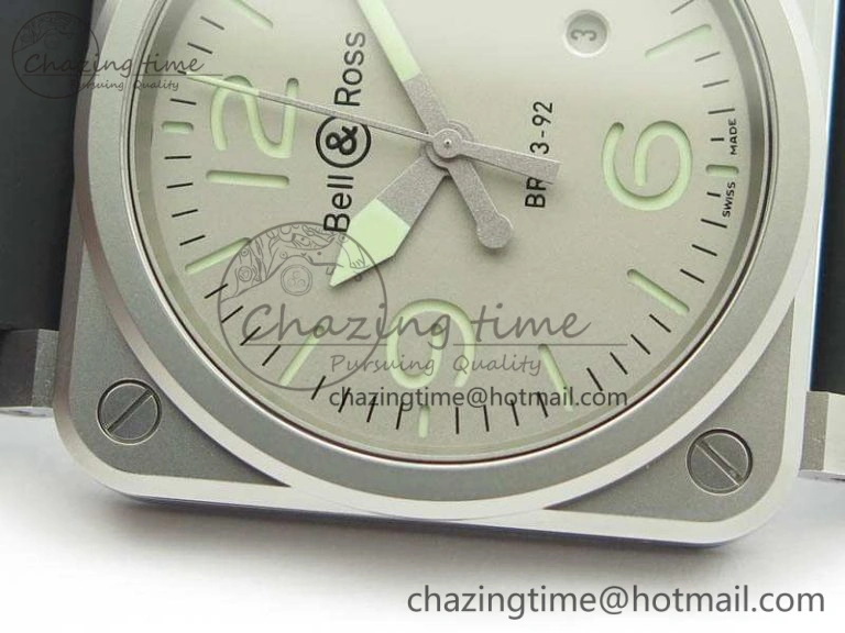 FlexibleFit BR 03-92 Horolum Satin Polished Steel Gray Dial On Rubber Strap MIYOTA 9015 (Free Nylon Strap) V 5202
