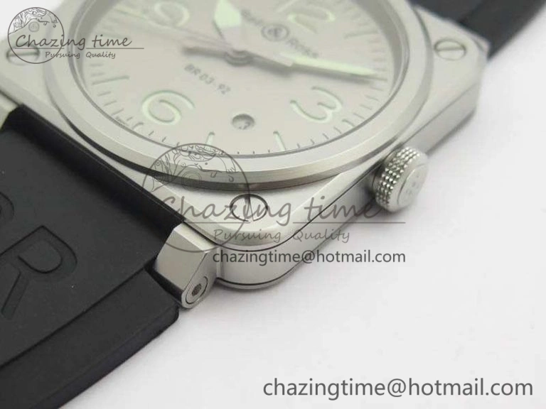 FlexibleFit BR 03-92 Horolum Satin Polished Steel Gray Dial On Rubber Strap MIYOTA 9015 (Free Nylon Strap) V 5202