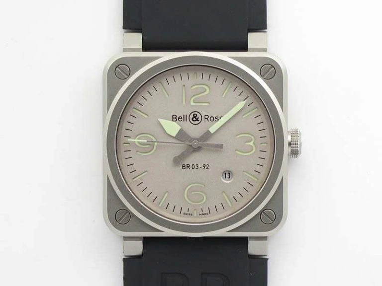 BR 03-92 Horolum Satin-polished Steel Gray Dial On Rubber Strap MIYOTA 9015 (Free Nylon Strap) Modern 5208
