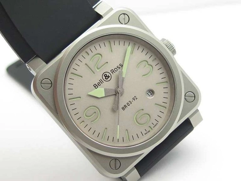 BR 03-92 Horolum Satin-polished Steel Gray Dial On Rubber Strap MIYOTA 9015 (Free Nylon Strap) Modern 5208