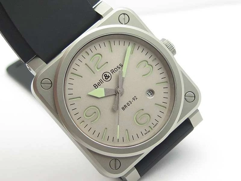 BR 03-92 Horolum Satin-polished Steel Gray Dial On Rubber Strap MIYOTA 9015 (Free Nylon Strap) Modern 5208