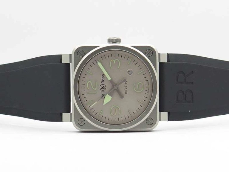 BR 03-92 Horolum Satin-polished Steel Gray Dial On Rubber Strap MIYOTA 9015 (Free Nylon Strap) Modern 5208