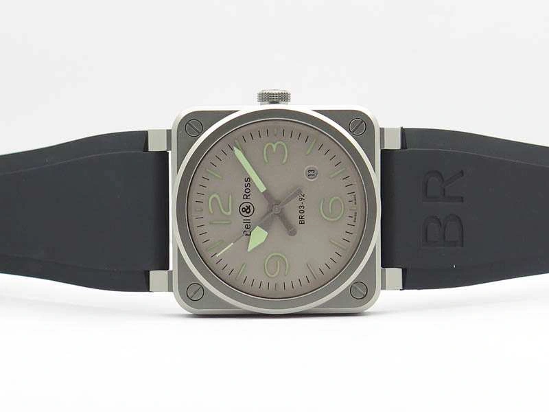 BR 03-92 Horolum Satin-polished Steel Gray Dial On Rubber Strap MIYOTA 9015 (Free Nylon Strap) Modern 5208