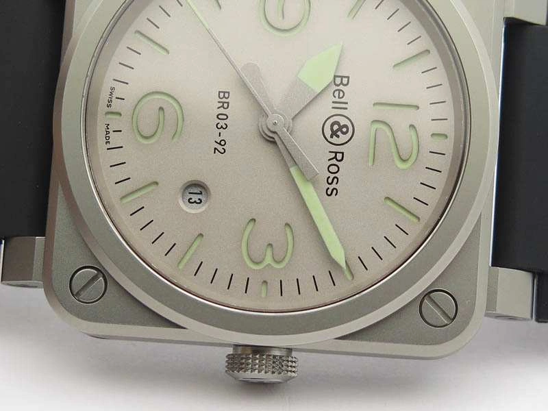 BR 03-92 Horolum Satin-polished Steel Gray Dial On Rubber Strap MIYOTA 9015 (Free Nylon Strap) Modern 5208