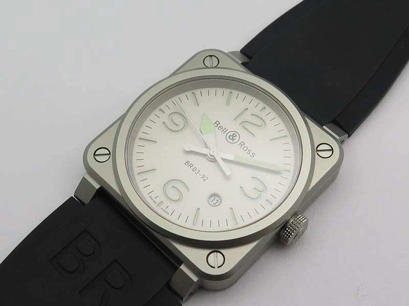 BR 03-92 Horolum Satin-polished Steel Gray Dial On Rubber Strap MIYOTA 9015 (Free Nylon Strap) Modern 5208