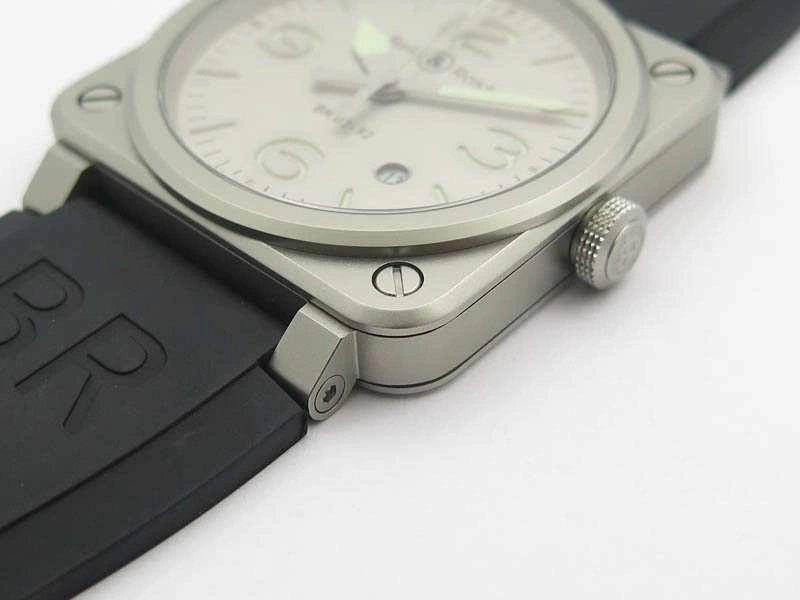 BR 03-92 Horolum Satin-polished Steel Gray Dial On Rubber Strap MIYOTA 9015 (Free Nylon Strap) Modern 5208