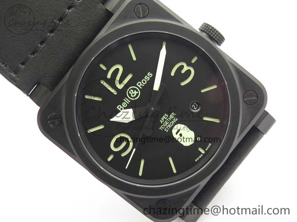 Lightweight BR 03-92 PVD 1:1 Best Edition Black Apes Dial on Black Rubber Strap MIYOTA 9015 V 5178