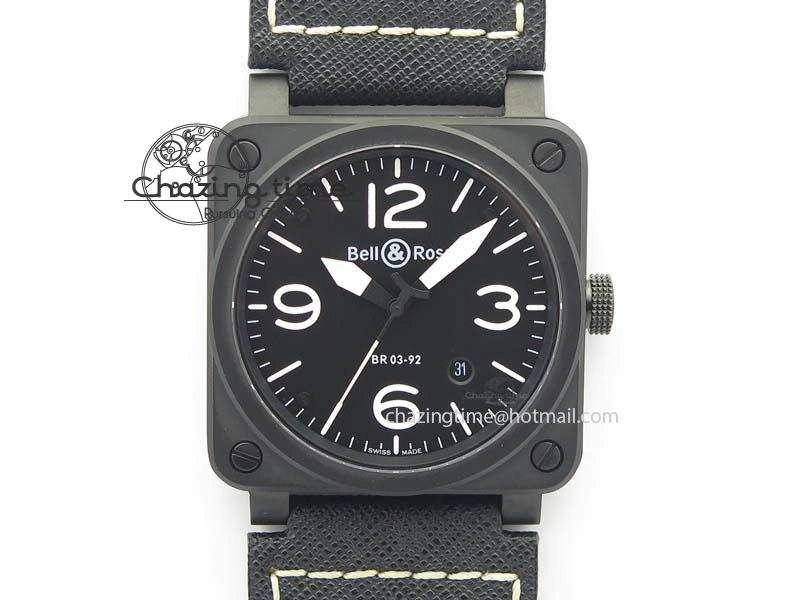 Packable BR 03-92 PVD Case Black Dial 42.5mm On Leather Strap MIYOTA 9015 V 5229