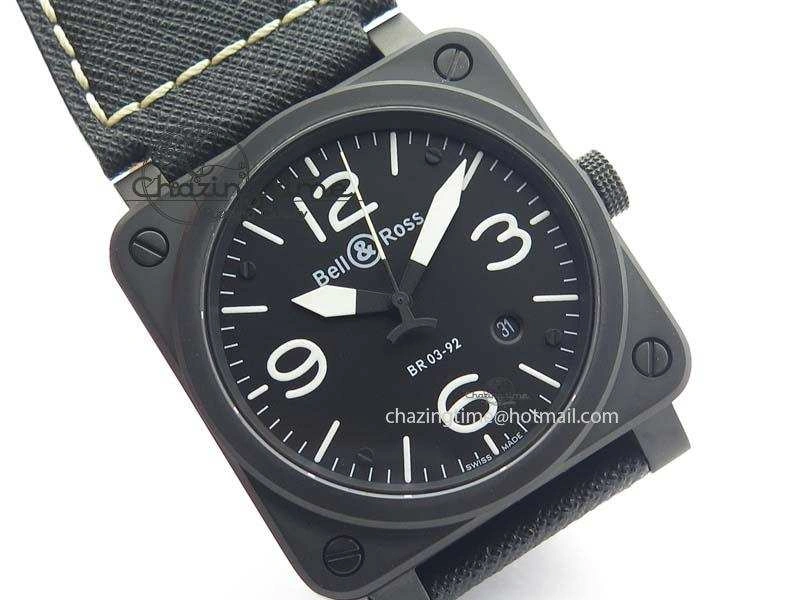 Packable BR 03-92 PVD Case Black Dial 42.5mm On Leather Strap MIYOTA 9015 V 5229