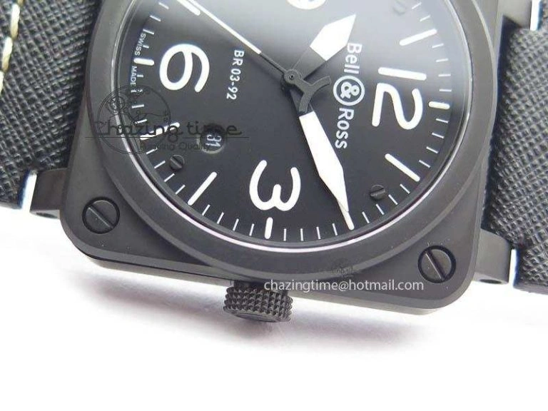 Packable BR 03-92 PVD Case Black Dial 42.5mm On Leather Strap MIYOTA 9015 V 5229