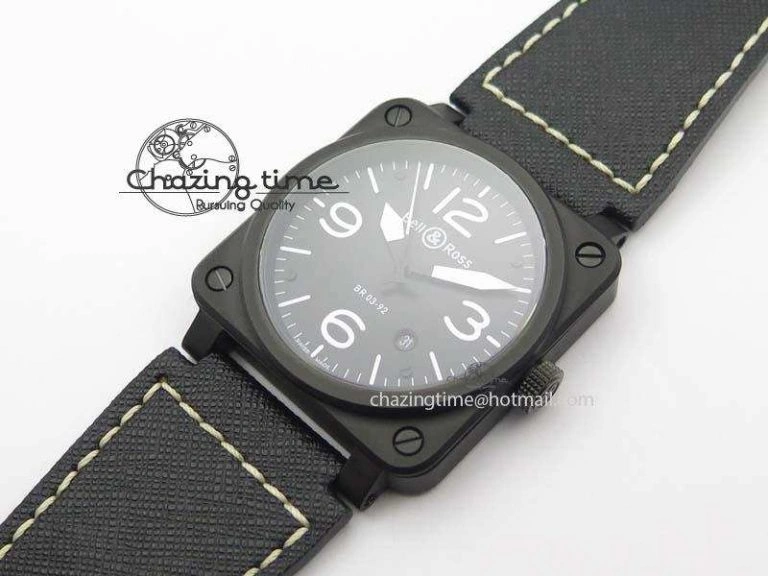 Packable BR 03-92 PVD Case Black Dial 42.5mm On Leather Strap MIYOTA 9015 V 5229