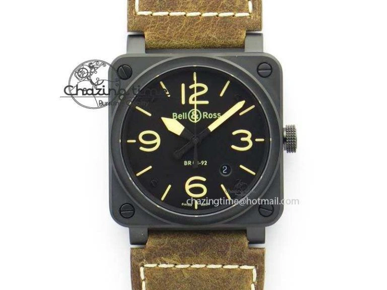 ComfortFit BR 03-92 PVD Case Black Dial 42.5mm On Leather Strap MIYOTA 9015 V 5228