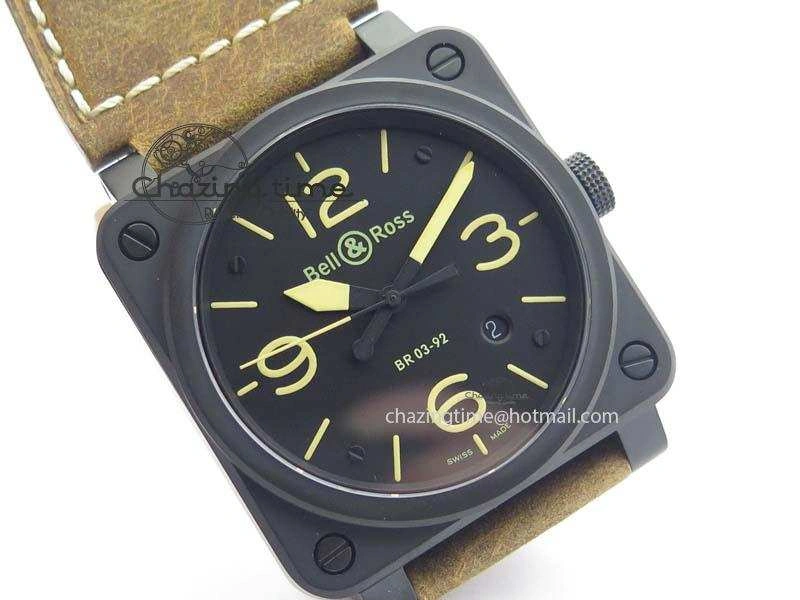 ComfortFit BR 03-92 PVD Case Black Dial 42.5mm On Leather Strap MIYOTA 9015 V 5228