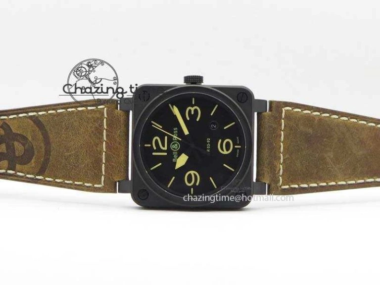 ComfortFit BR 03-92 PVD Case Black Dial 42.5mm On Leather Strap MIYOTA 9015 V 5228